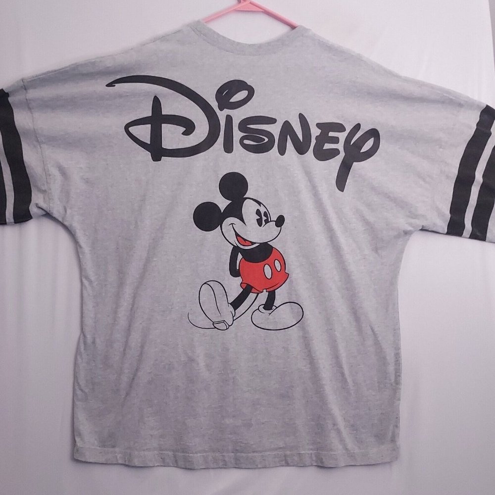 Disney Jersey Shirt Youth Large 12 14 Gray Mickey Mouse Spellout Logo Oversized